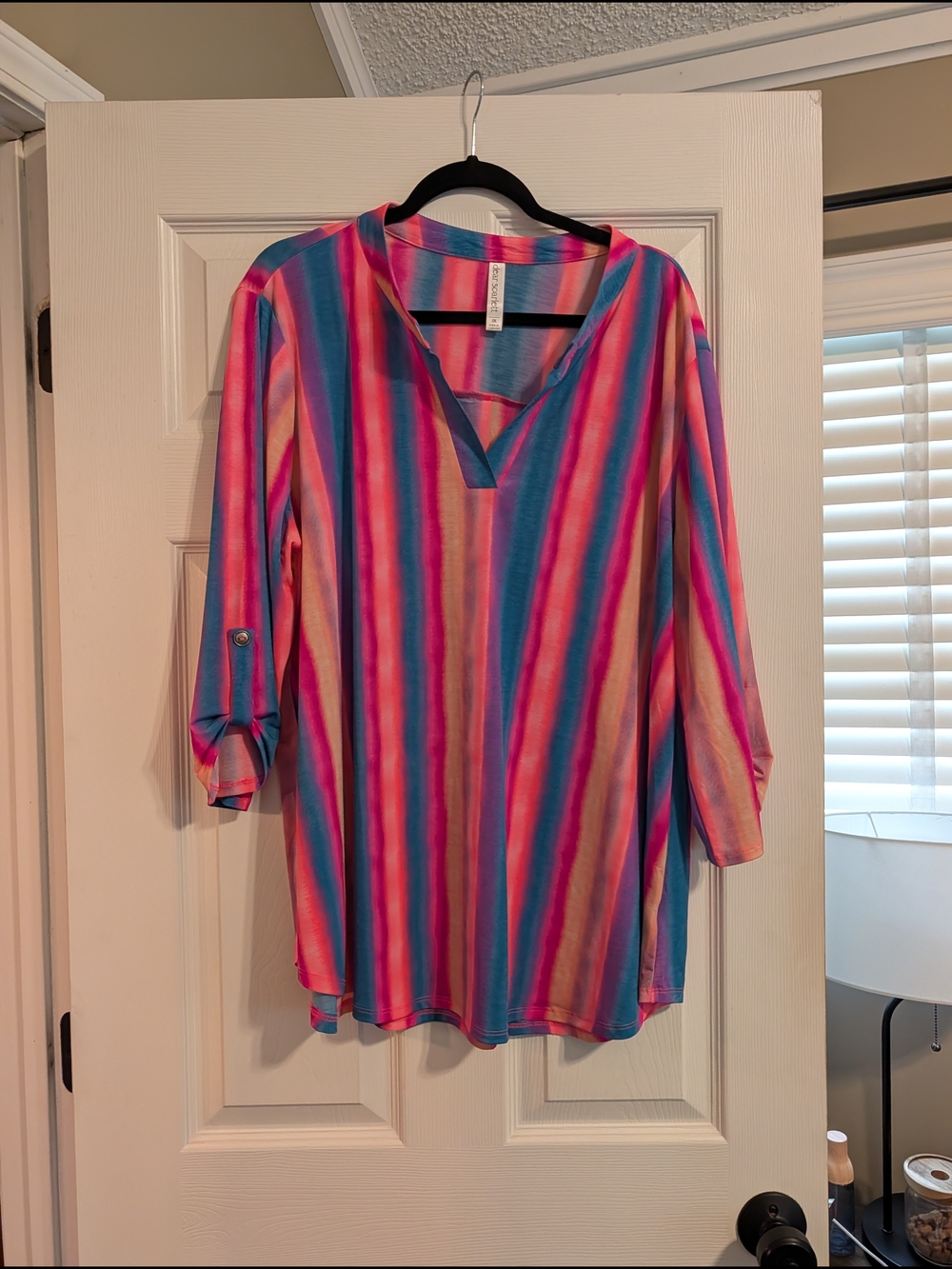 Dear Scarlett Striped Tunic Top in Pink & Blue